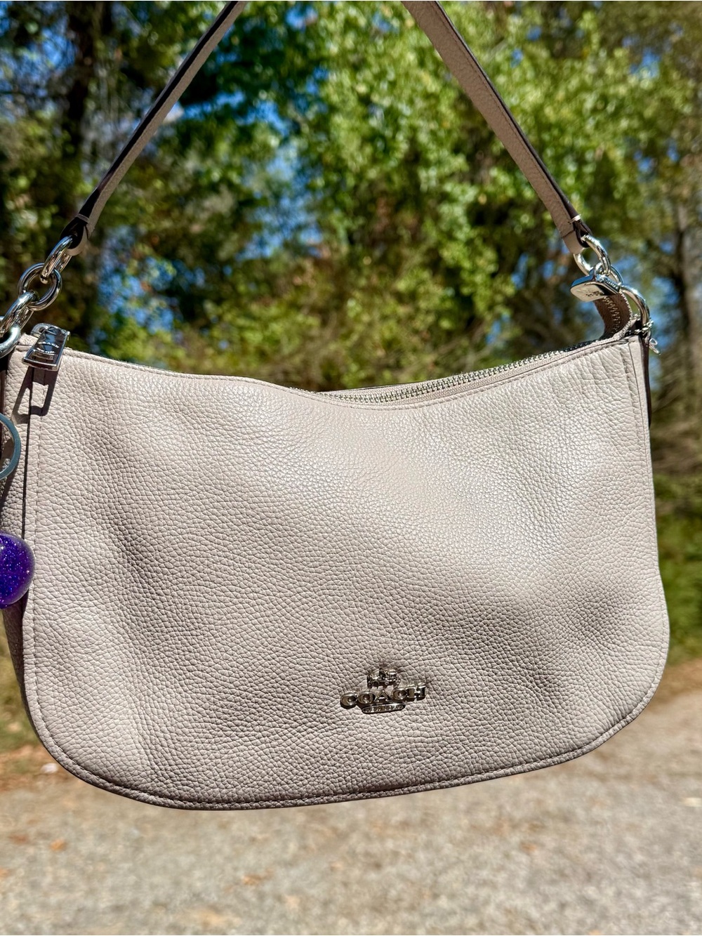 Coach Pebble Leather Shoulder Bag in Light Beige